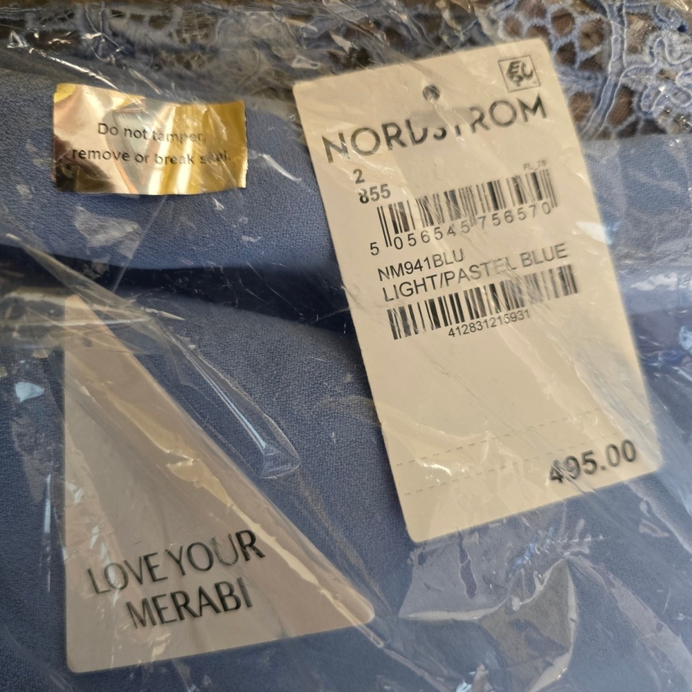 Nadine Merabi Blue Maddie Lace 2 Long Sleeve Wide Leg Jumpsuit NEW - Picture 7 of 8